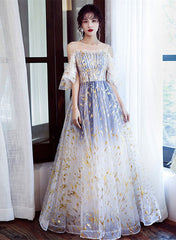 Beautiful Gradient Tulle Off Shoulder Long Party Dress
