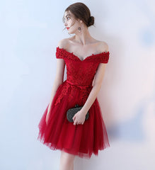 Lovely Dark Red Tulle Short Homecoming Dress