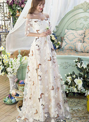 Beautiful Light Champange Off Shoulder Long Party Dress