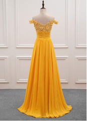 Beautiful Yellow Off Shoulder Long Party Dress
