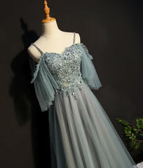 Light Green Tulle A-line Off Shoulder Party Dress