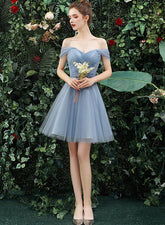 Lovely Grey Short Sweetheart Beaded Prom Dress