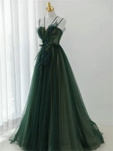 Dark Green Long Beaded A-line Evening Dress Party Dress