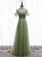 Light Green Beaded Sweetheart Long Party Dress