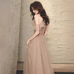 Beautiful Pink V-neckline Straps Beaded Long Party Dress