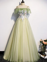 Lovely Flowers Off Shoulder Tulle Long Party Dress