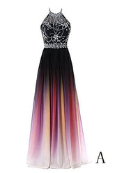 Hermoso vestido de fiesta de corte A con cuentas degradadas