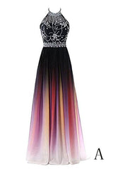 Hermoso vestido de fiesta de corte A con cuentas degradadas
