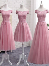 Hermoso vestido de fiesta largo de tul rosa