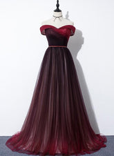 High Quality Gradient Dark Red Sweetheart Long Prom Dress