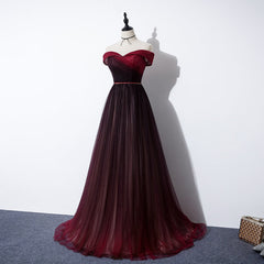 High Quality Gradient Dark Red Sweetheart Long Prom Dress