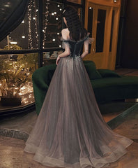 Beautiful Tulle and Velvet Off Shoulder Long Prom Dress