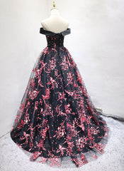 Charming Black Floral Tulle A-line Party Dress