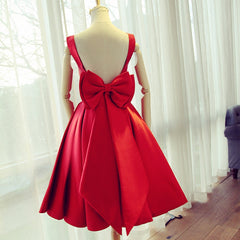 Cute Satin Bow Back Party Dresses