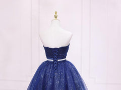 Shiny Blue Tulle Sweetheart Homecoming Dress Party Dress