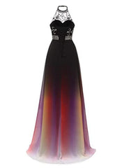 Vestido de fiesta largo de noche con degradado verde y negro