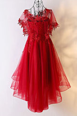 Red Sweetheart Tulle High Low Homecoming Dress