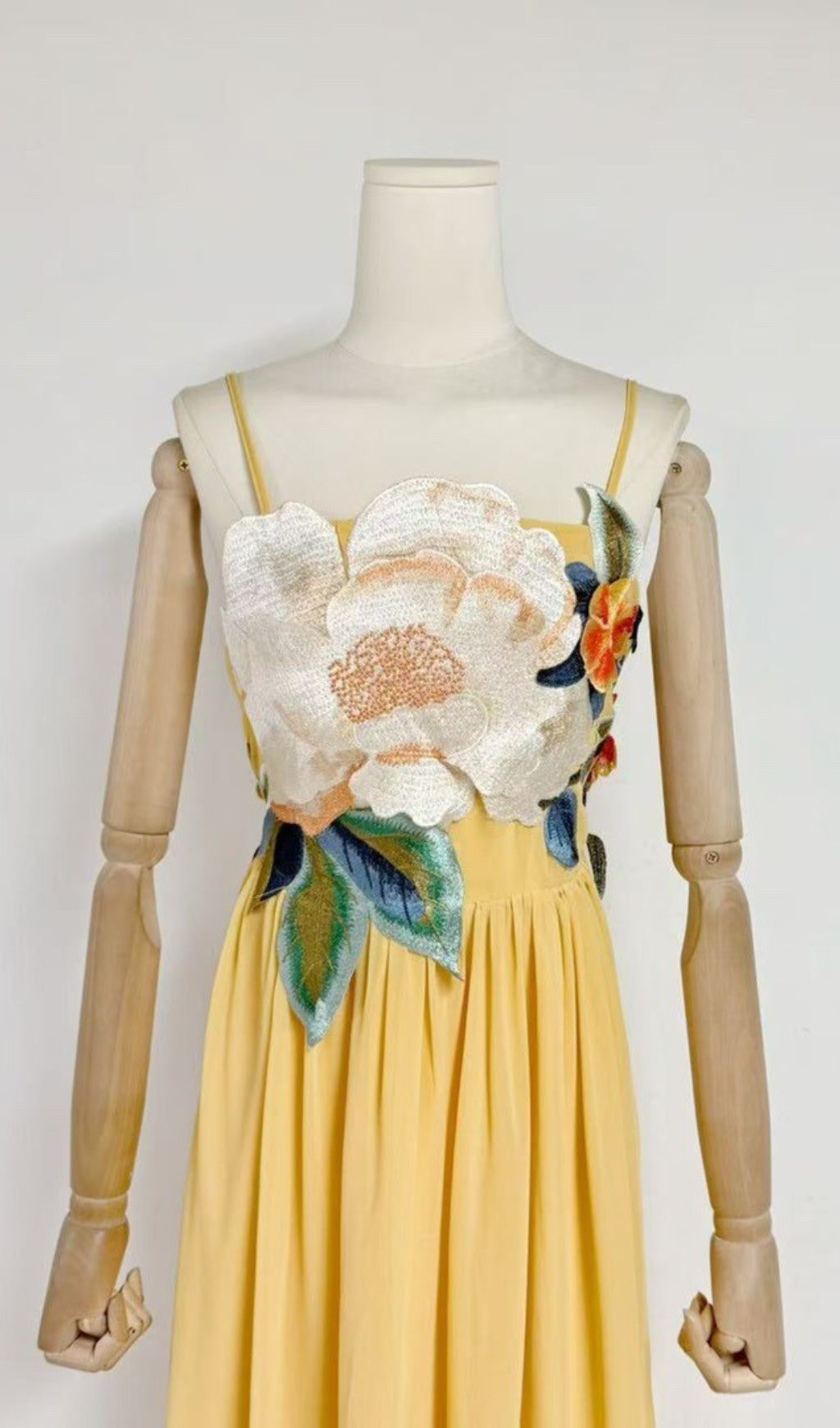 Emanuele Sunshine Yellow Floral Embroidered Maxi Dress