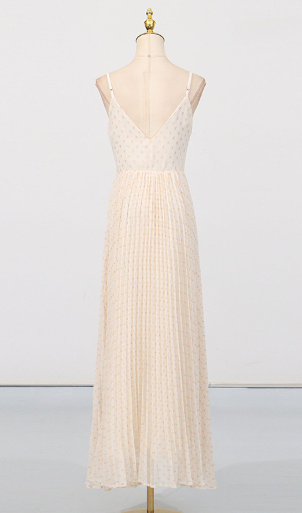 Graciela Polka Dot Strappy Mesh Maxi Dress