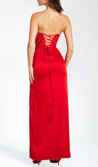 April Luxe Red Crystal Corset Gown