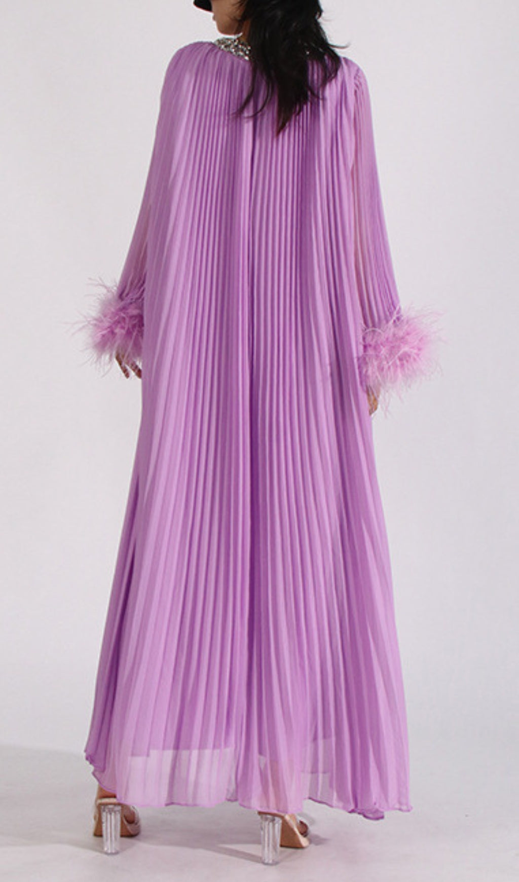 Cierra Luxe Lilac Pleated Maxi Dress