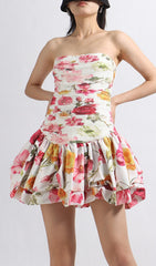 Elara Flirty & Floral Strapless Mini Dress