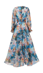 Fenicia Blue Floral Maxi Dress