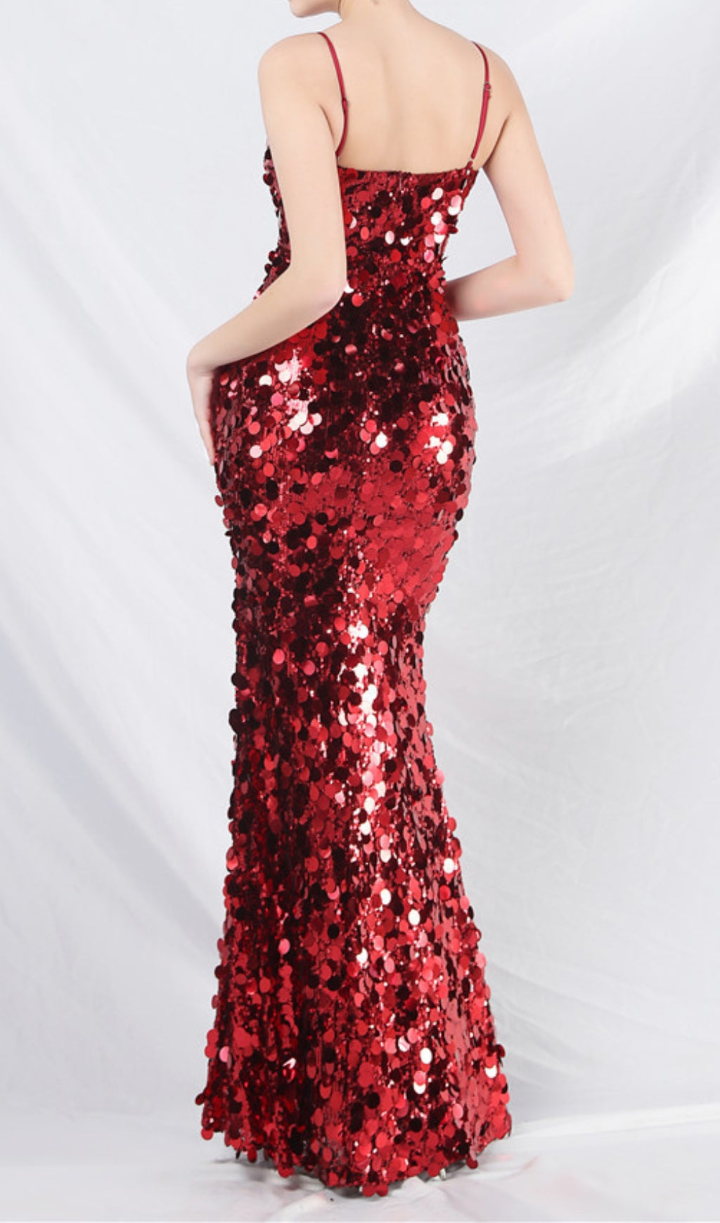 Chole Dazzling Red Sequin Strappy Maxi Dress