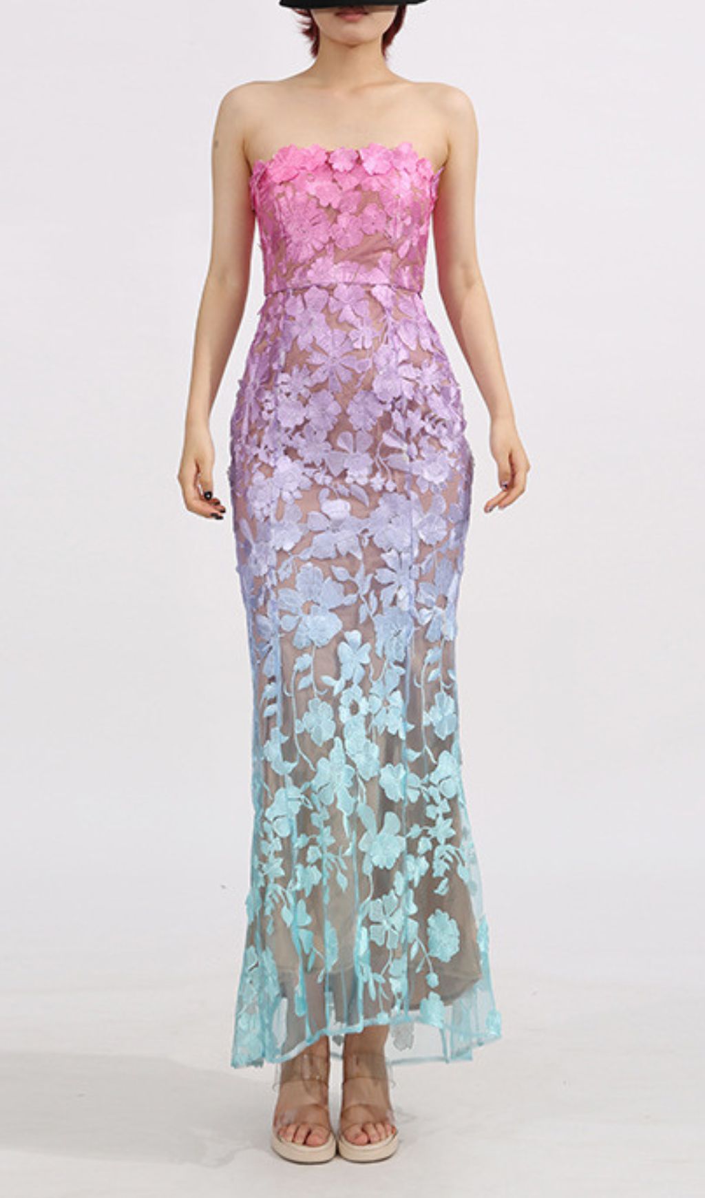 Elora Ombre Floral Strapless Maxi Dress