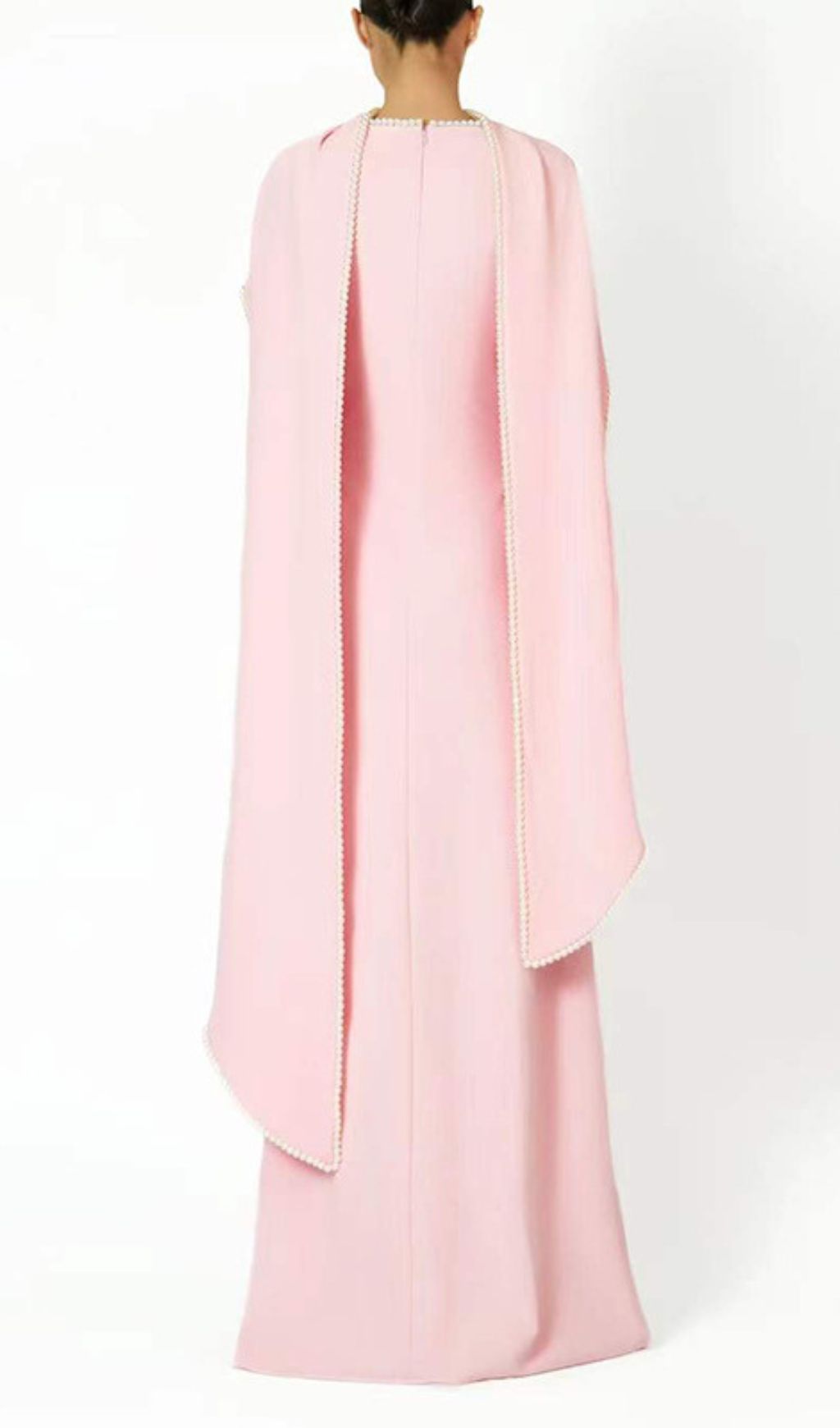 Hidi Pink Pearl Trim Shawl Maxi Dress