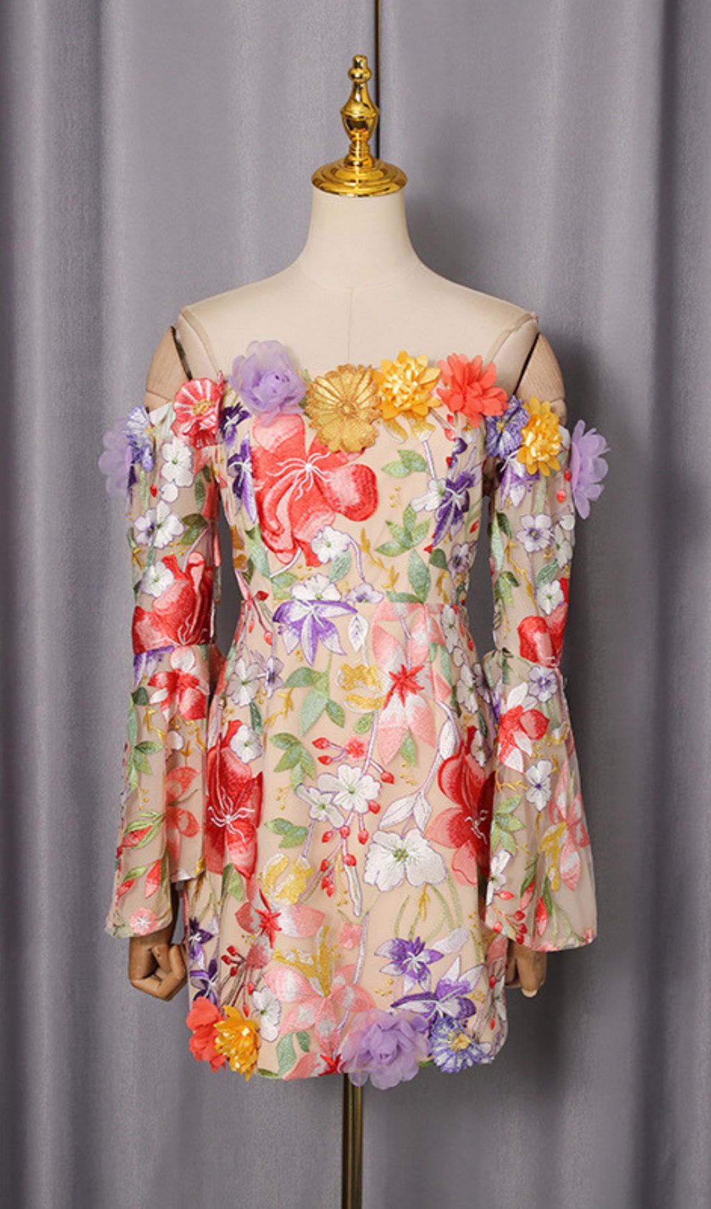 Iga Floral Embroidered Off-Shoulder Mini Dress