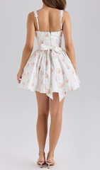 Romantic Scalloped Floral Corset Mini Dress