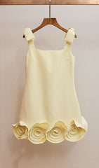 Havily Chic Yellow 3D Rosette Mini Dress