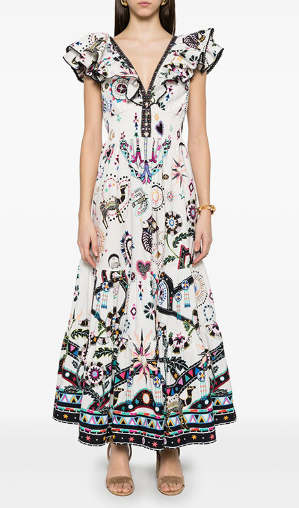 Hanson Vibrant Bohemian V-Neck Maxi Dress