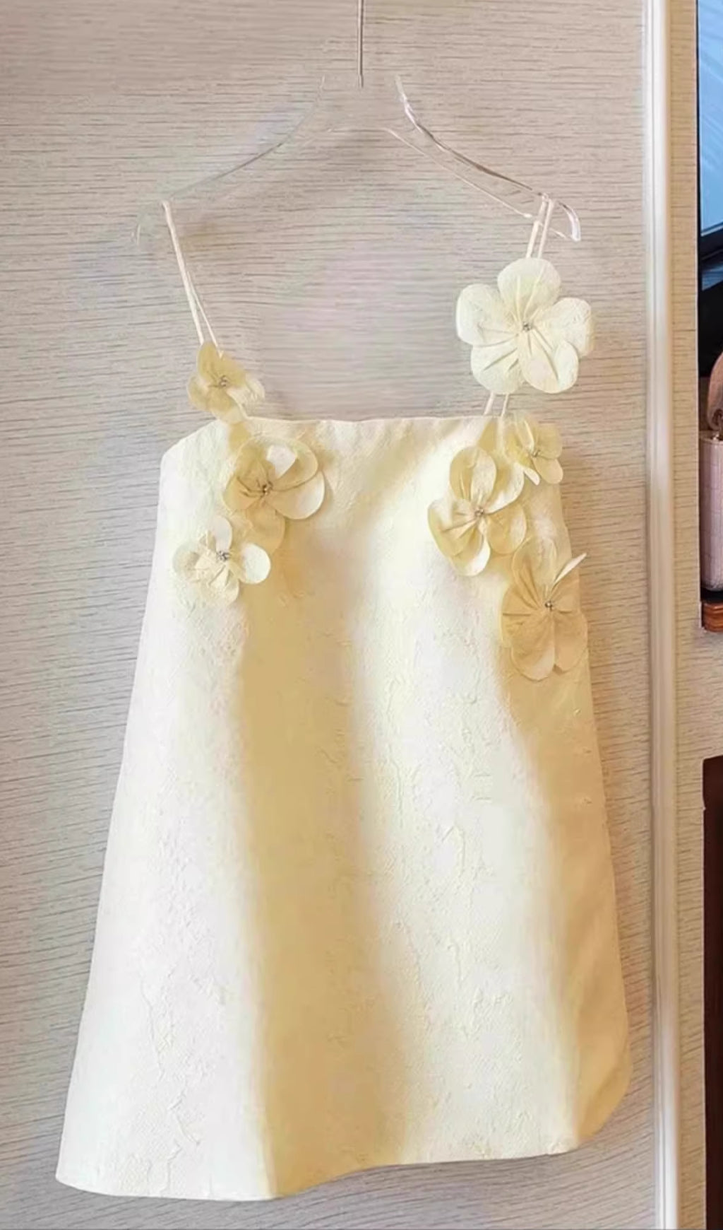 Ella Buttery Yellow Floral Appliqu Mini Dress