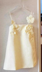 Ella Buttery Yellow Floral Appliqu Mini Dress