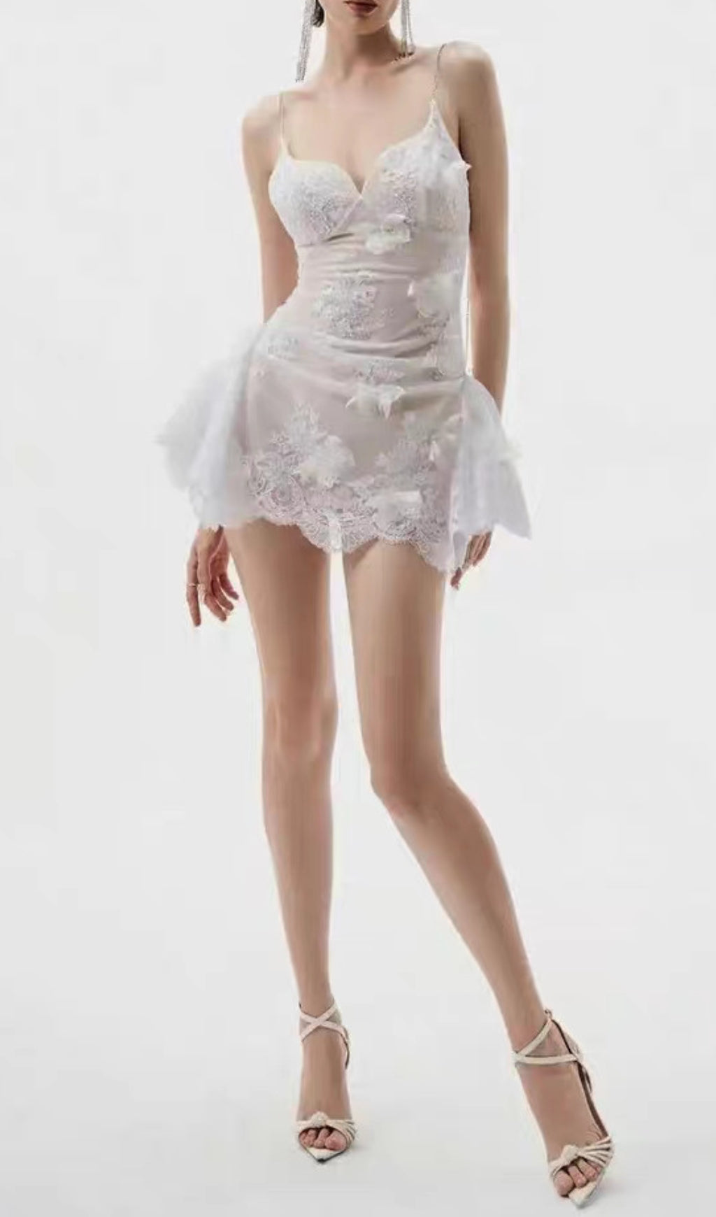 Douce Ethereal White Lace Mini Dress