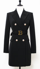 Aasia Black Double-Breasted Blazer Mini Dress