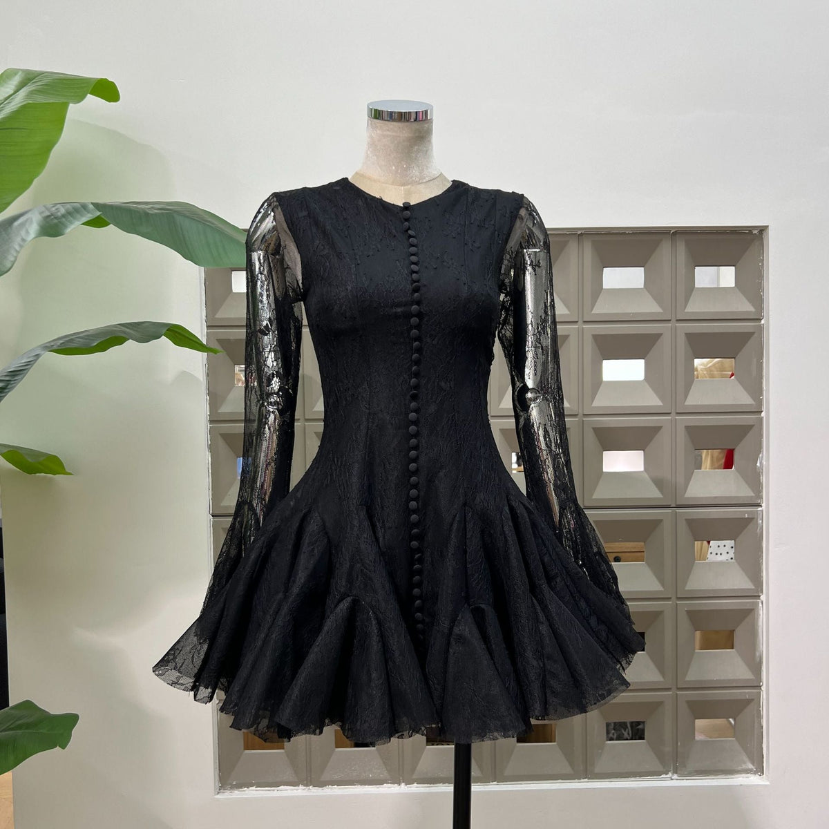 Ina Black Lace Mini Dress