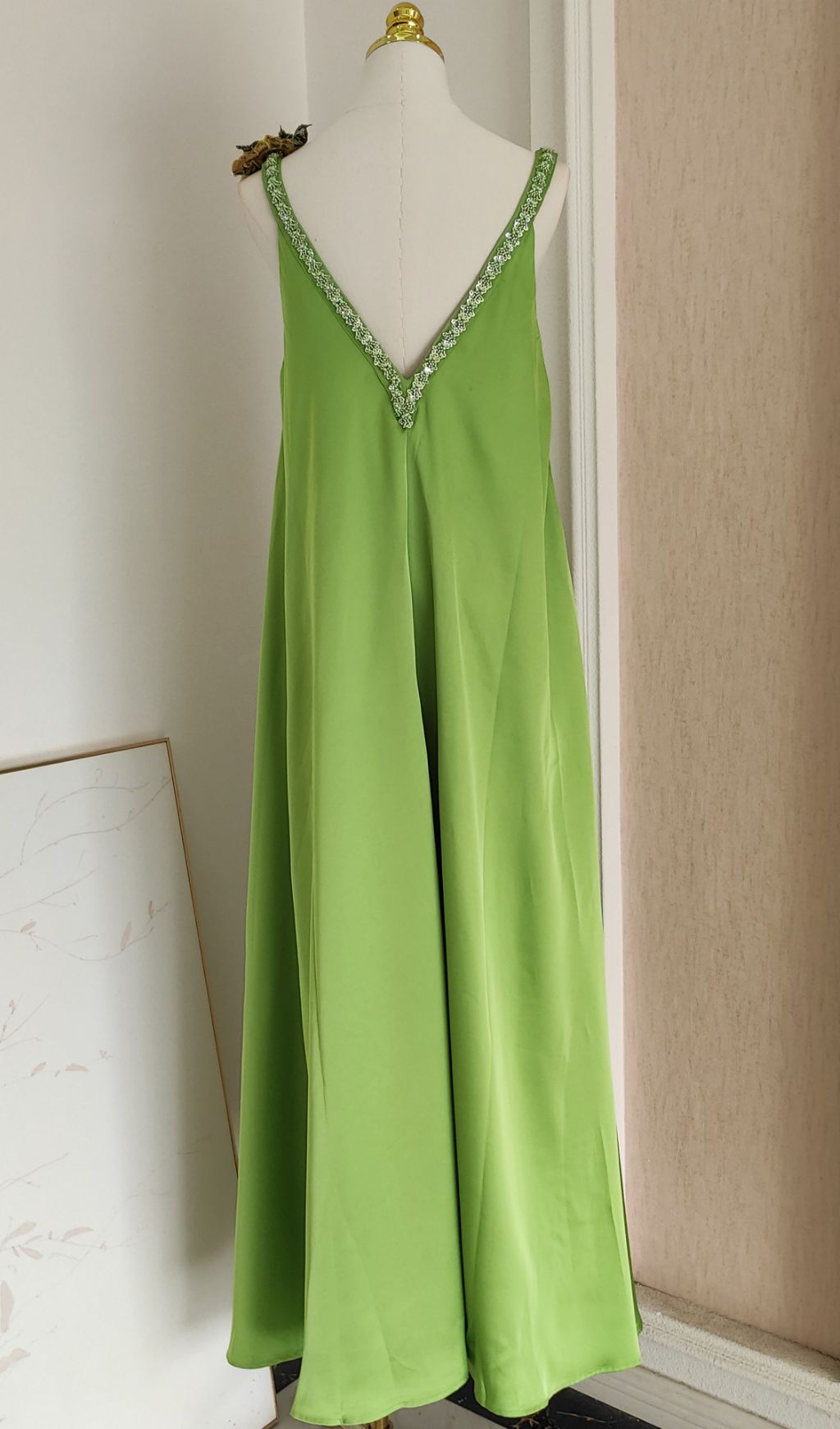 Inge Radiant Yellow Halter Maxi Dress with 3D Floral Appliques