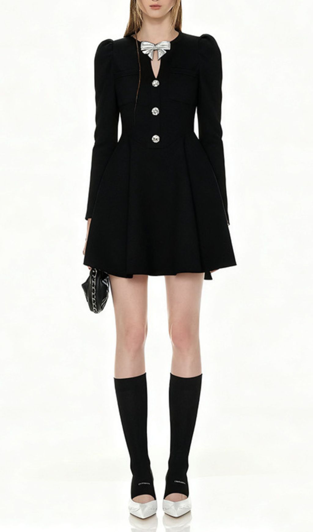 Italia Chic Black Bow Mini Dress
