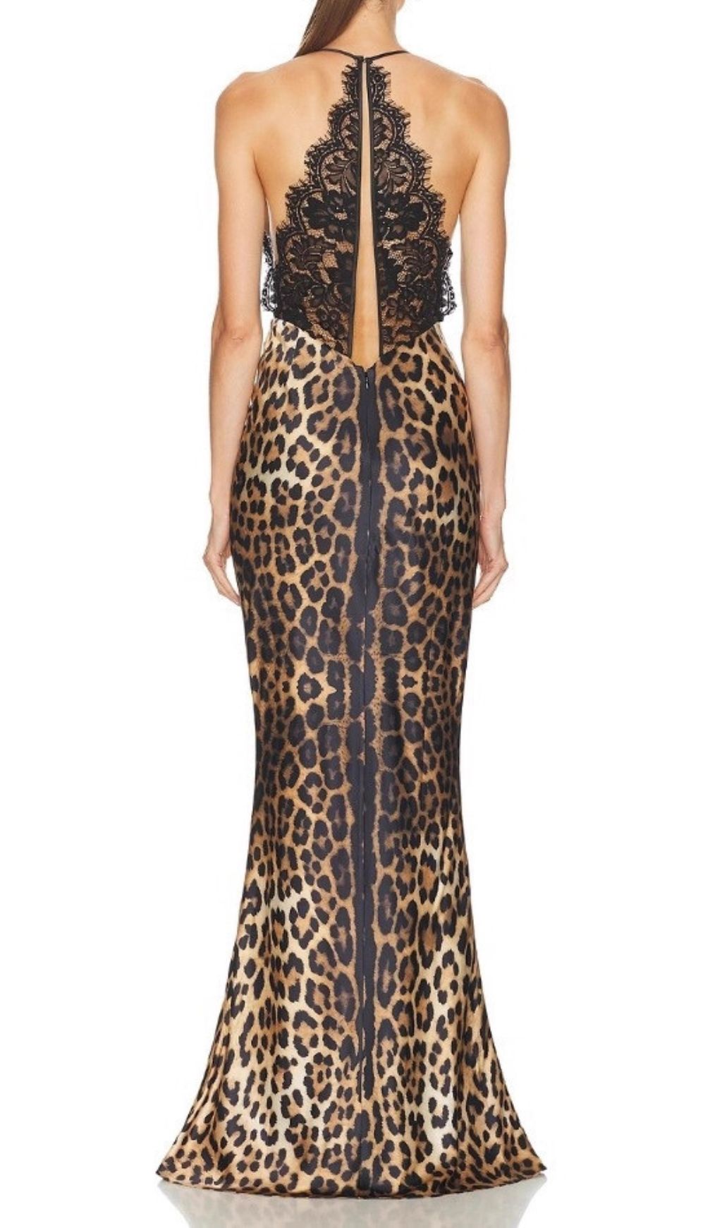 Joelle Halter Lace Leopard Maxi Dress
