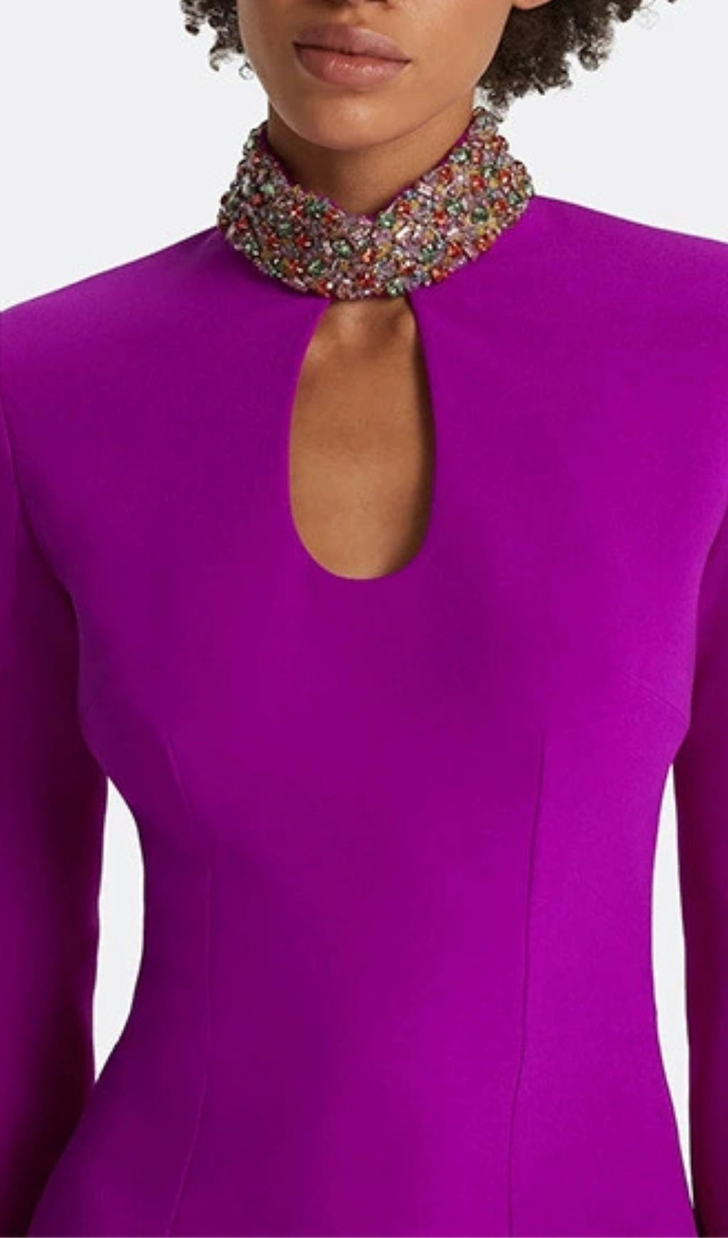 Ellema Dazzling Purple Embellished Long Sleeve Maxi Gown