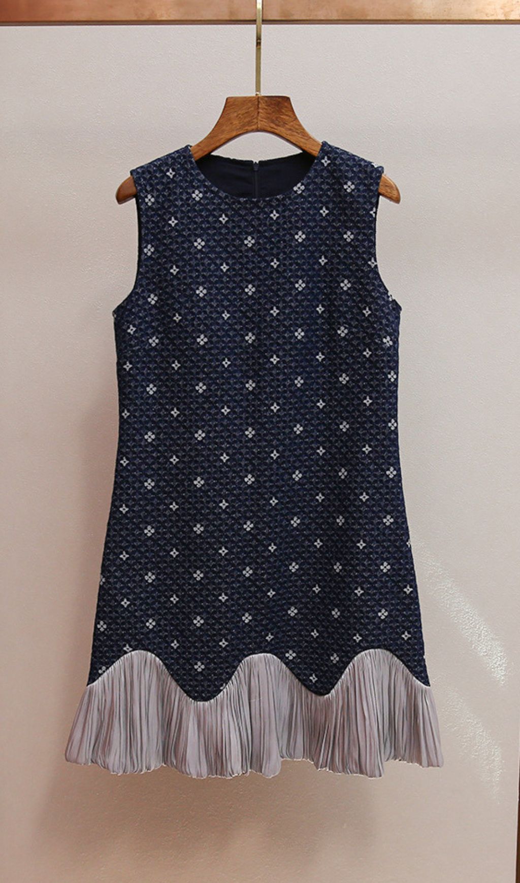 Hasika Navy Geometric Sleeveless Mini Dress