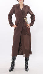 Iduia Brown Tassel Blazer Dress