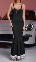Delilah Black Strappy Sweetheart Mermaid Maxi Dress