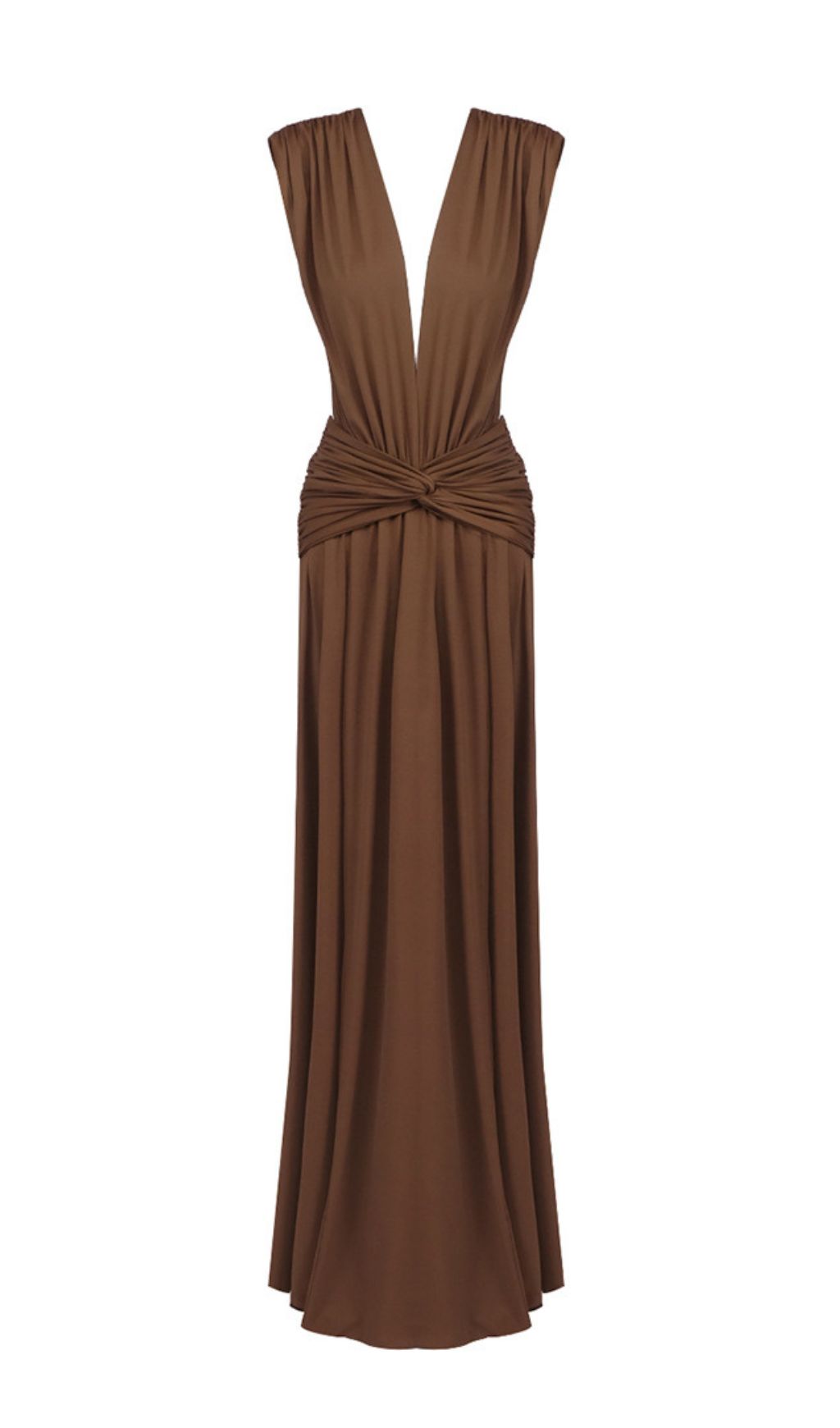 Joselyn Deep V-Neck Knotted Maxi Dress