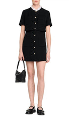 Elegant Black Tweed-Style Mini Dress