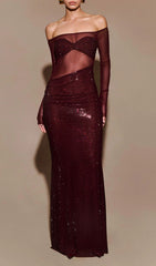 Jacinthe Glamorous Off-Shoulder Diamante Maxi Dress