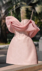 Achazia Pink Draped Corset Mini Dress